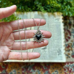 Gothic Spiked Black Heart Necklace ⚔️🖤⚔️
